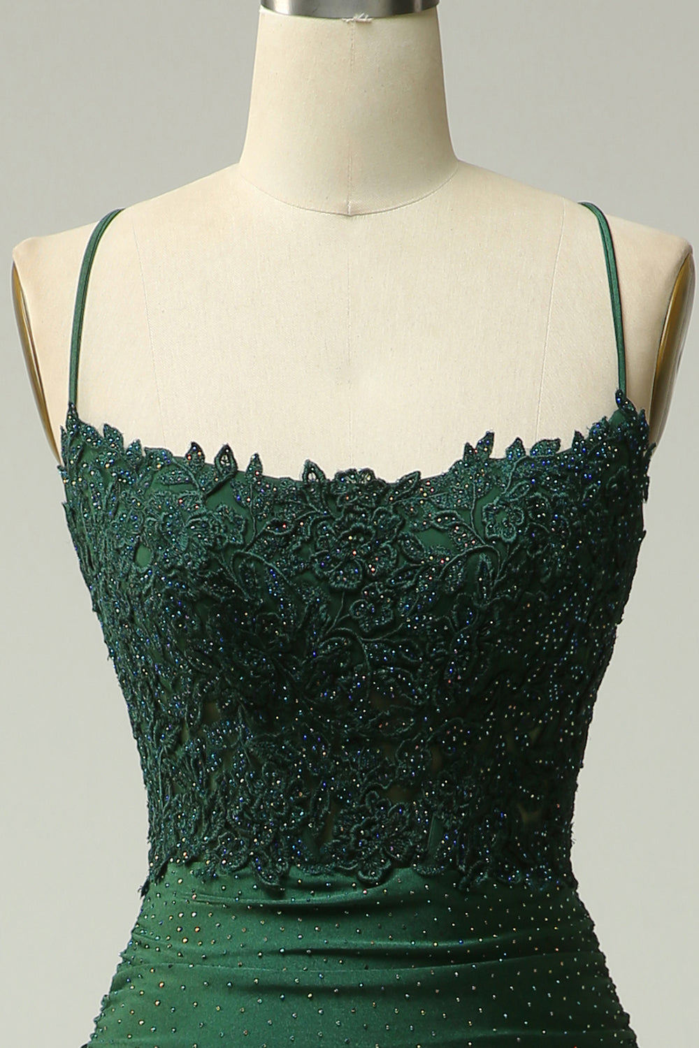Sparkly Mermaid Halter Dark Green Long Formal Dress with Appliques Beading