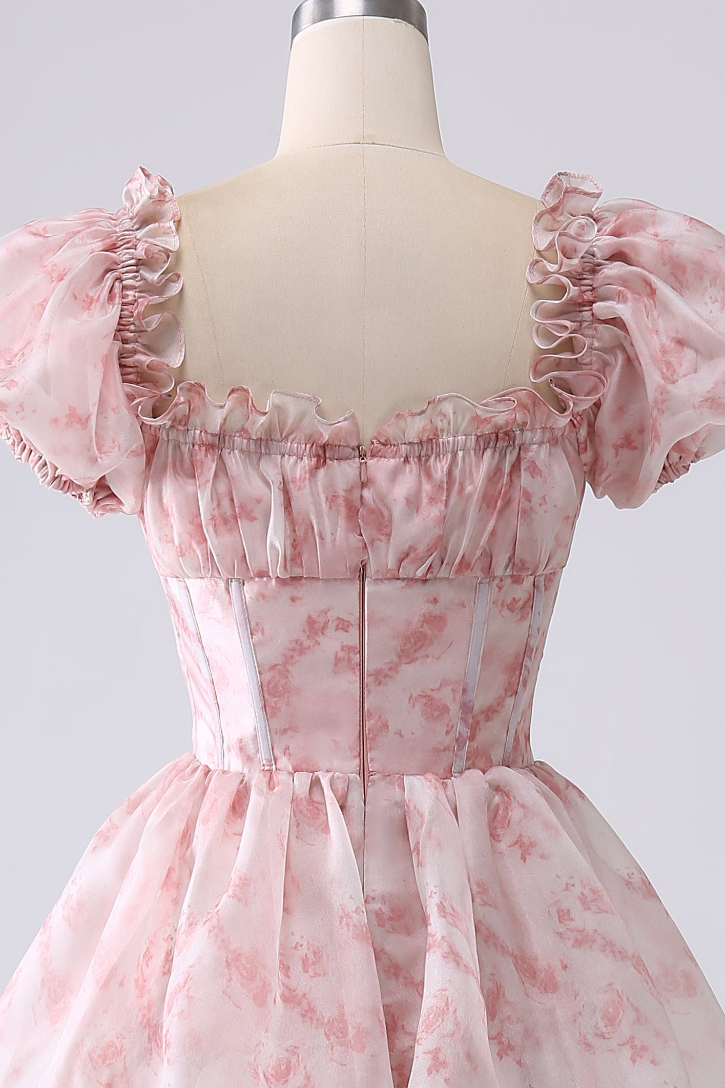 Blush A Line Square Neck Tiered Long Formal Dress with Ruffles