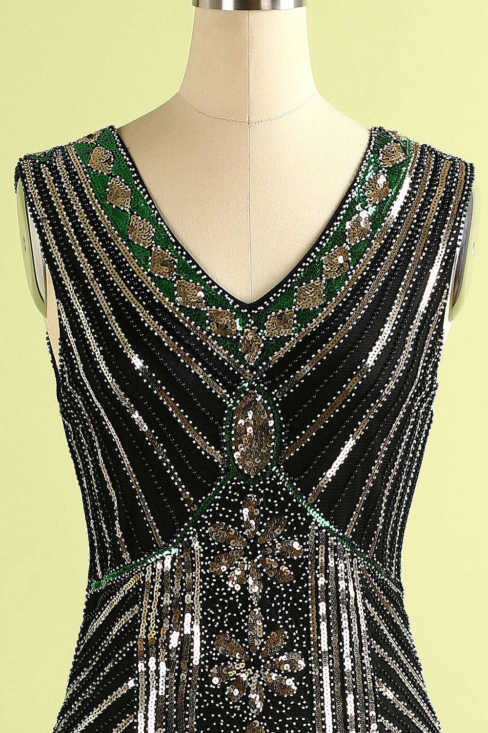 Black Glitter Fringe 1920s Flapper Dress