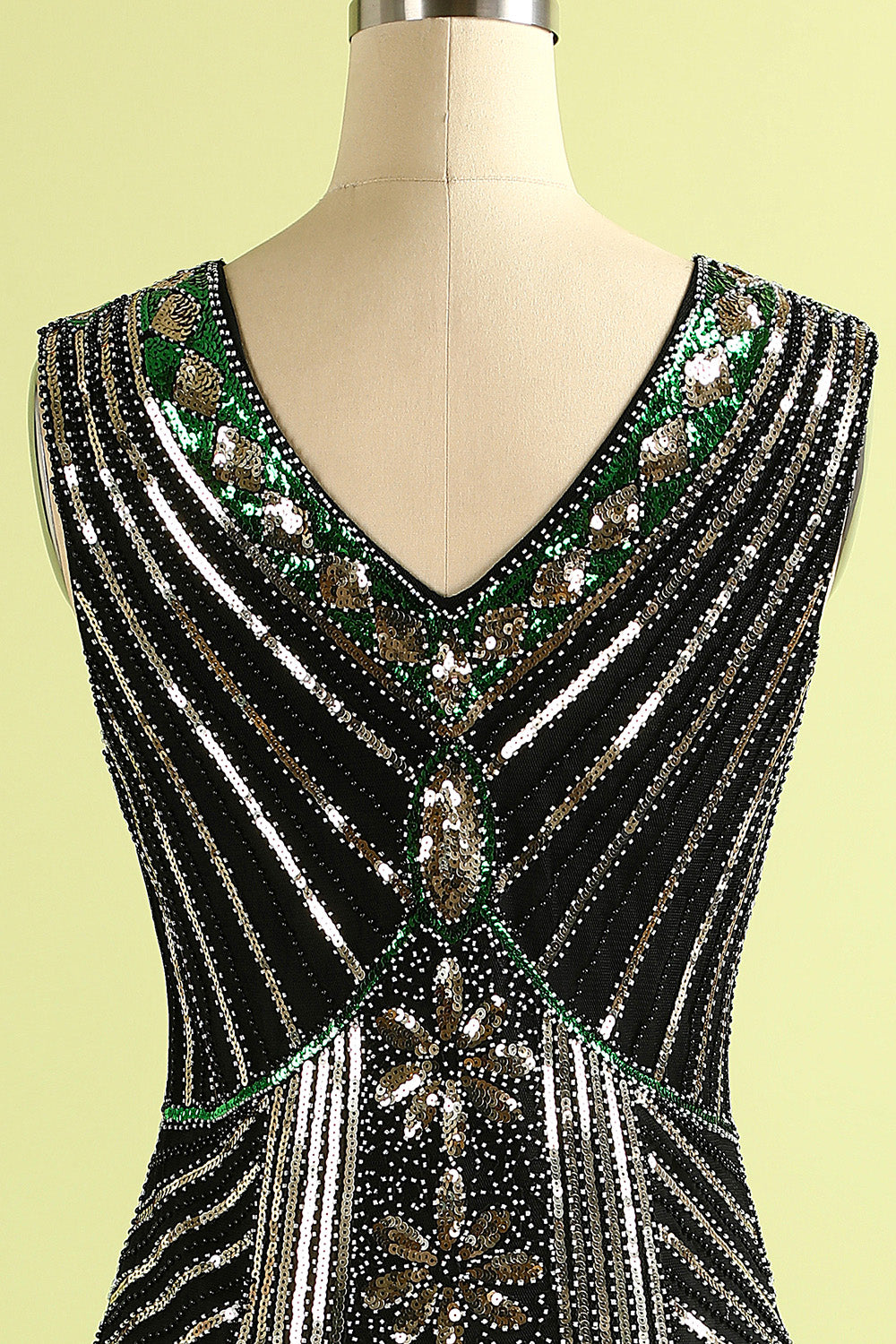 Black Glitter Fringe 1920s Flapper Dress