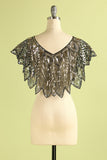 Black and Gold Sequin Glitter 1920s Cape