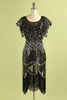 Load image into Gallery viewer, Black and Gold Sequin Glitter 1920s Cape