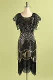 Black and Gold Sequin Glitter 1920s Cape
