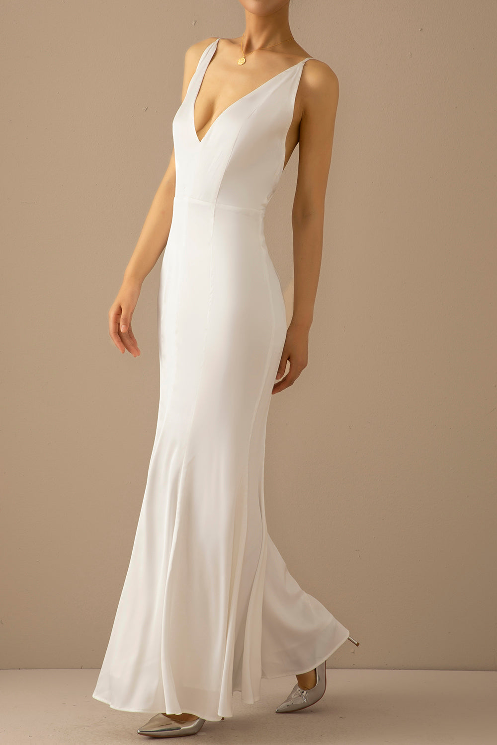 Mermaid Blue V Neck Long Formal Dress