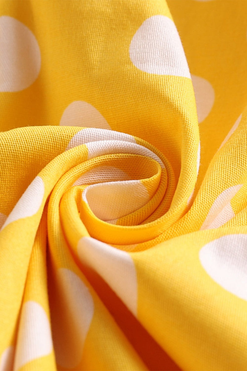 ZAPAKA Women Vintage Dress Yellow Polka Dots A-line Sleeveless