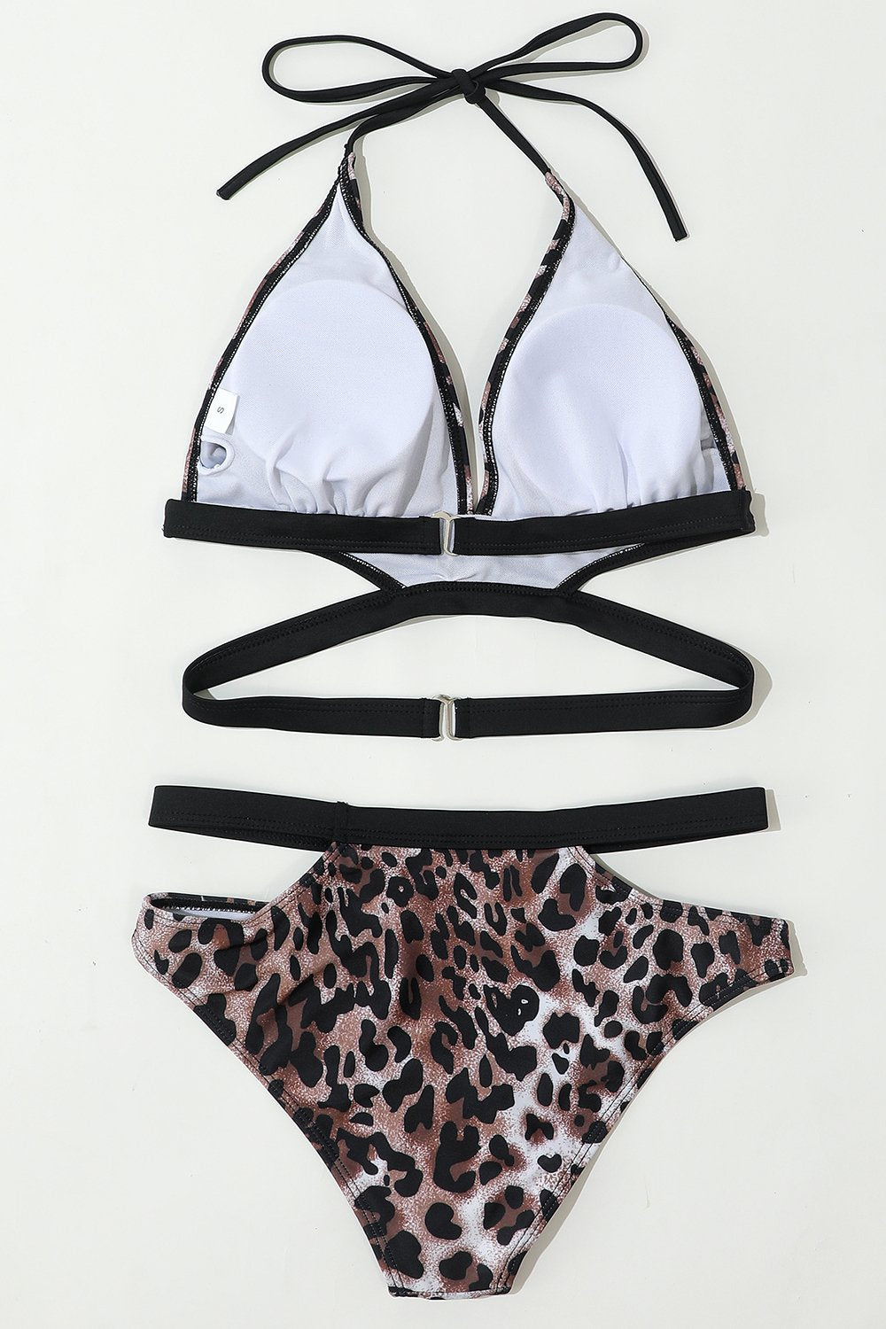 Lace Up Brown Leopard Swimsuit