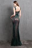 Gold Mermaid Sequin V Neck Formal Dress