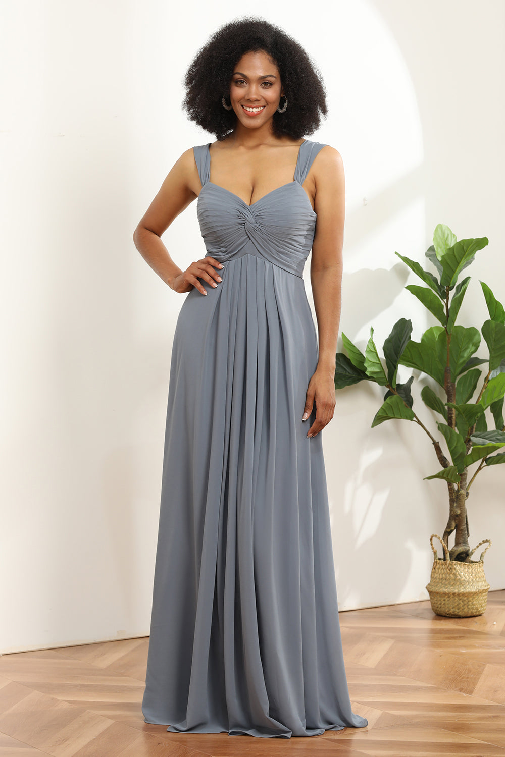 Off the Shoulder Chiffon Bridesmaid Dress
