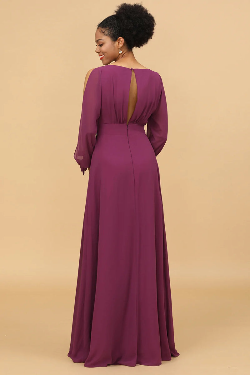 Lilac long 2025 sleeve bridesmaid dress