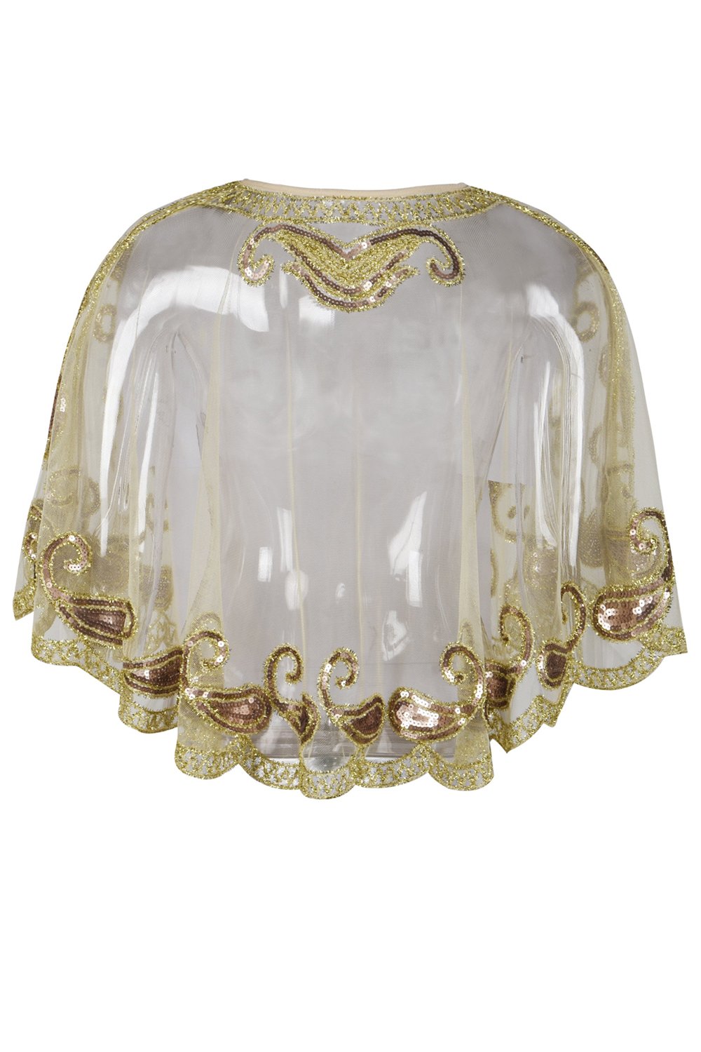 1920s Ivory Glitter Sequins Cape