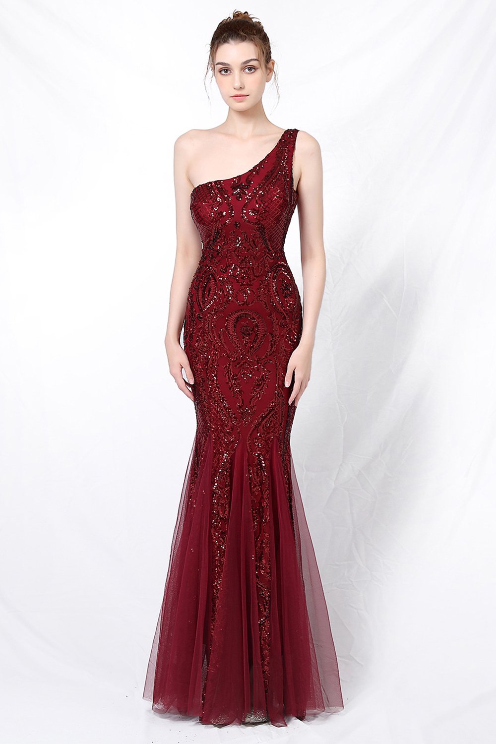 Mermaid One Shoulder Formal Dress with Appliques
