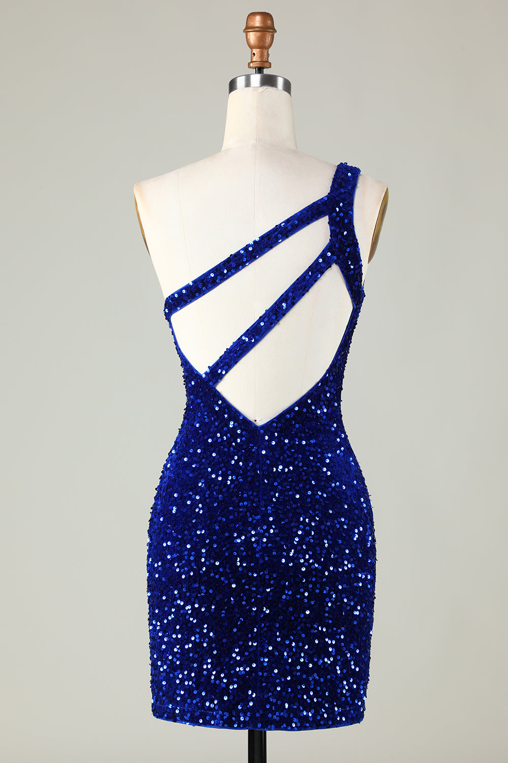 Sequins One Shoulder Orange Tight Beading Short Formal Dress