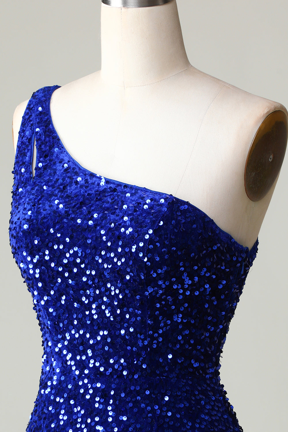 Sequins One Shoulder Orange Tight Beading Short Formal Dress