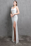 Gold Mermaid Sequin V Neck Formal Dress