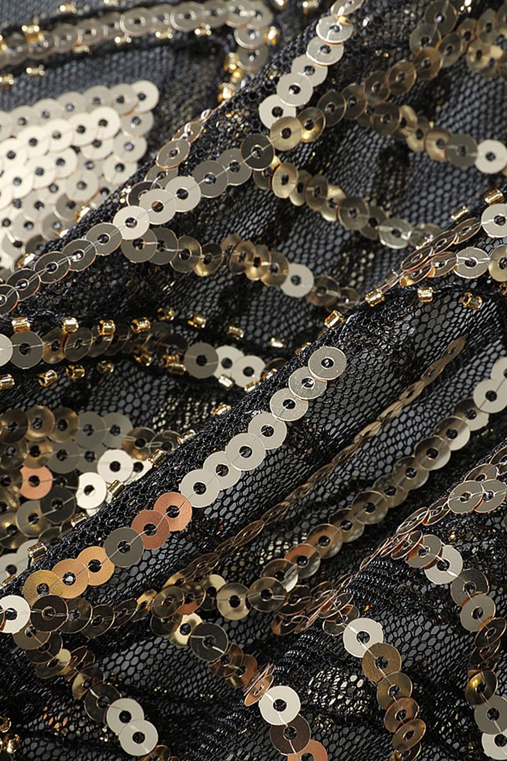 Black and Gold Sequin Glitter 1920s Cape