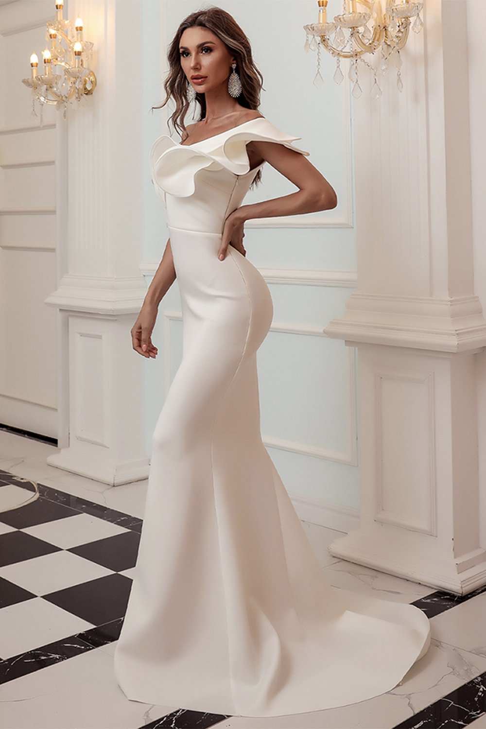 One Shoulder Mermaid Black Formal Dress