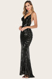 Black Mermaid Sequin Long Formal Dress