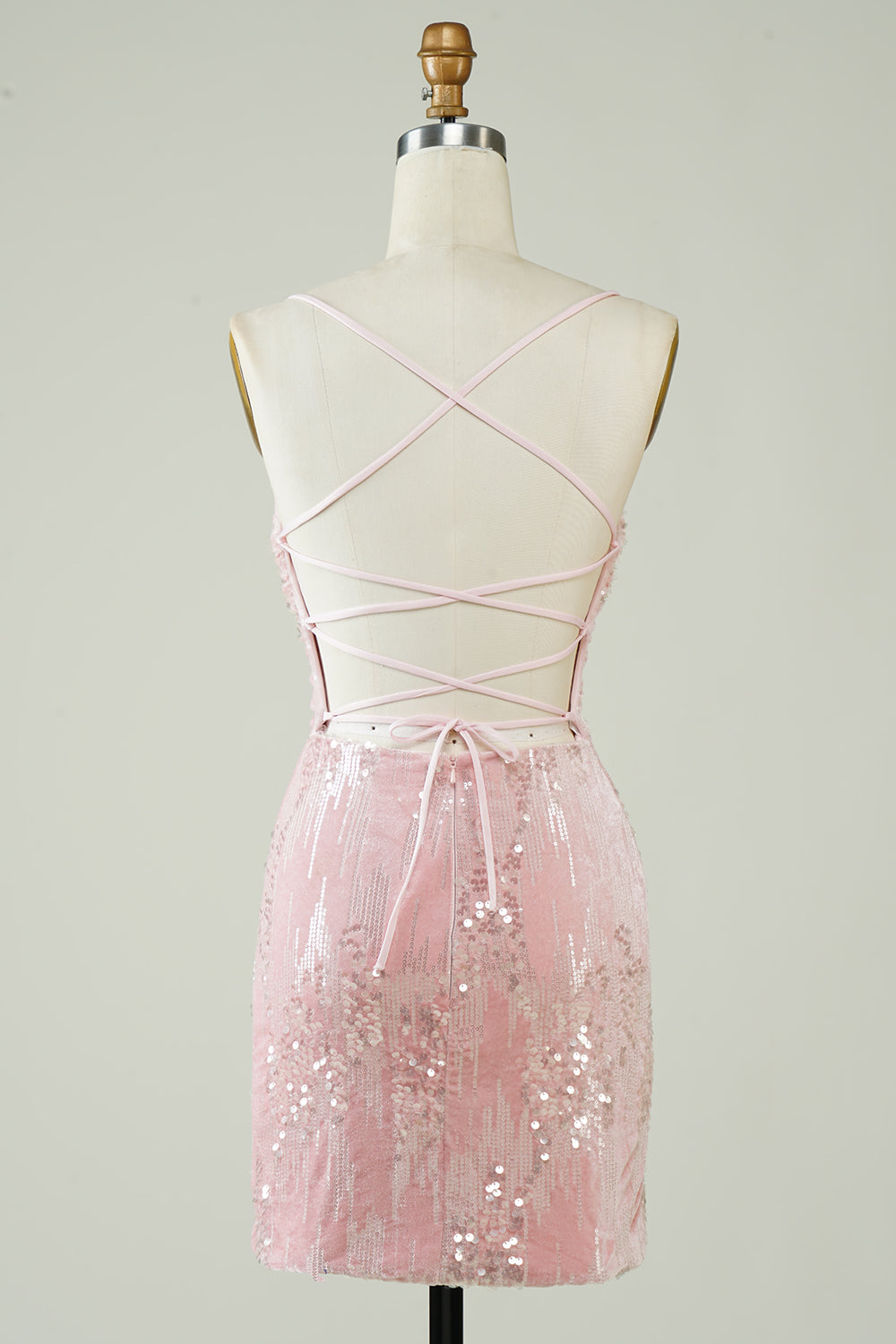 Velvet Sequins Pink Tight Short Formal Dress with Hollow-out