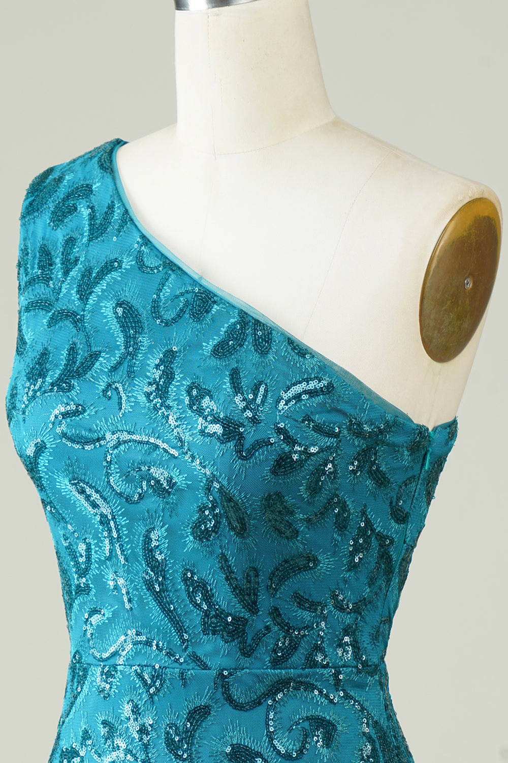 Blue One Shoulder Tight Short Formal Dress with Back Hollow-out