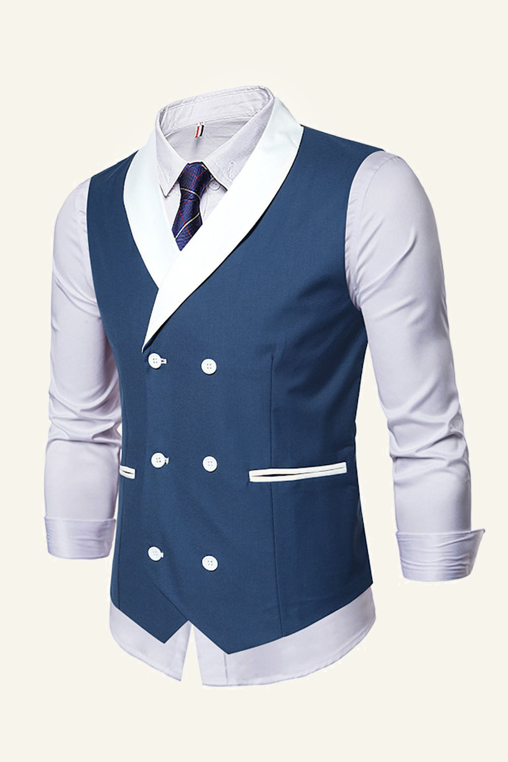 Black Shawl Lapel Double Breasted Men's Suit Vest