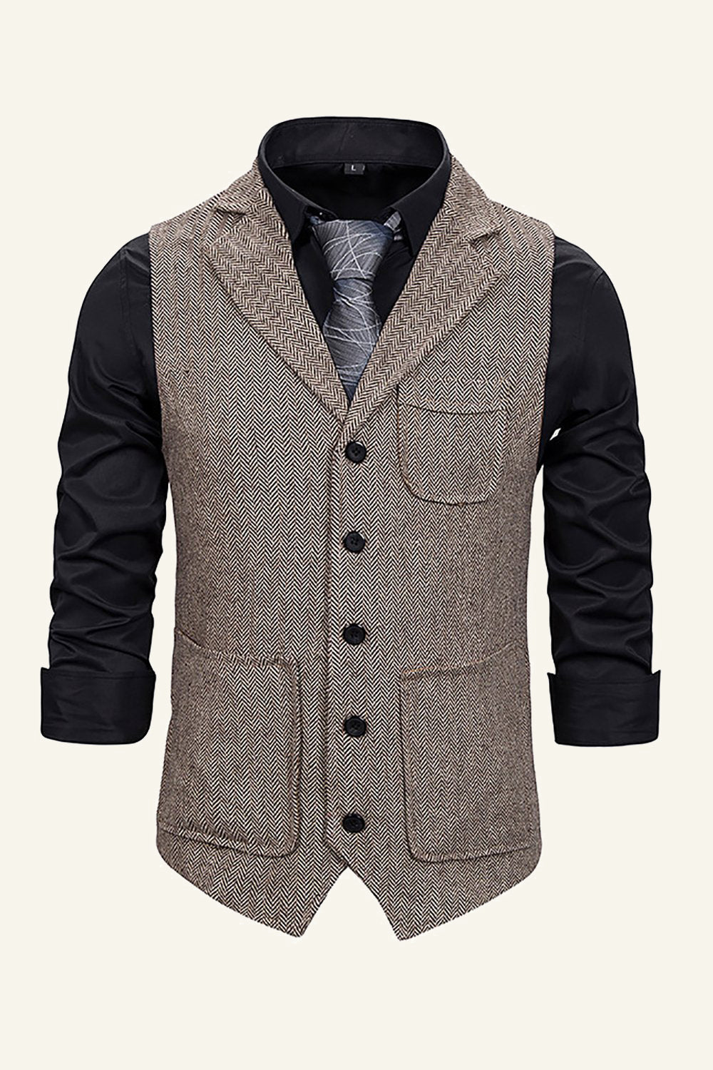 Notched Lapel Single Breasted Men's Suit Vest