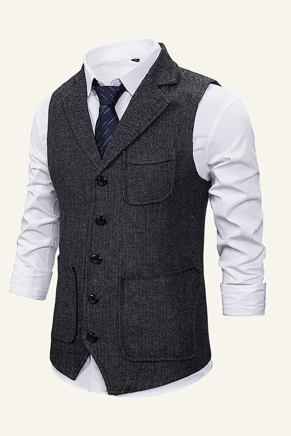 Notched Lapel Single Breasted Men's Suit Vest