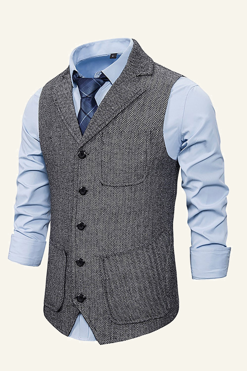 Notched Lapel Single Breasted Men's Suit Vest