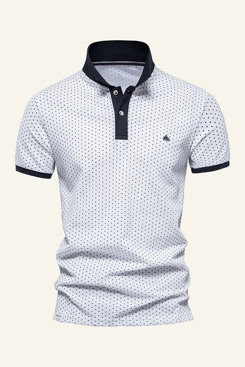 Load image into Gallery viewer, Classic Green Regular Fit Collared Polka Dots Men&#39;s Polo Shirt