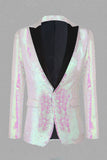 Sparkly White Sequins Peak Lapel Men's Formal Blazer