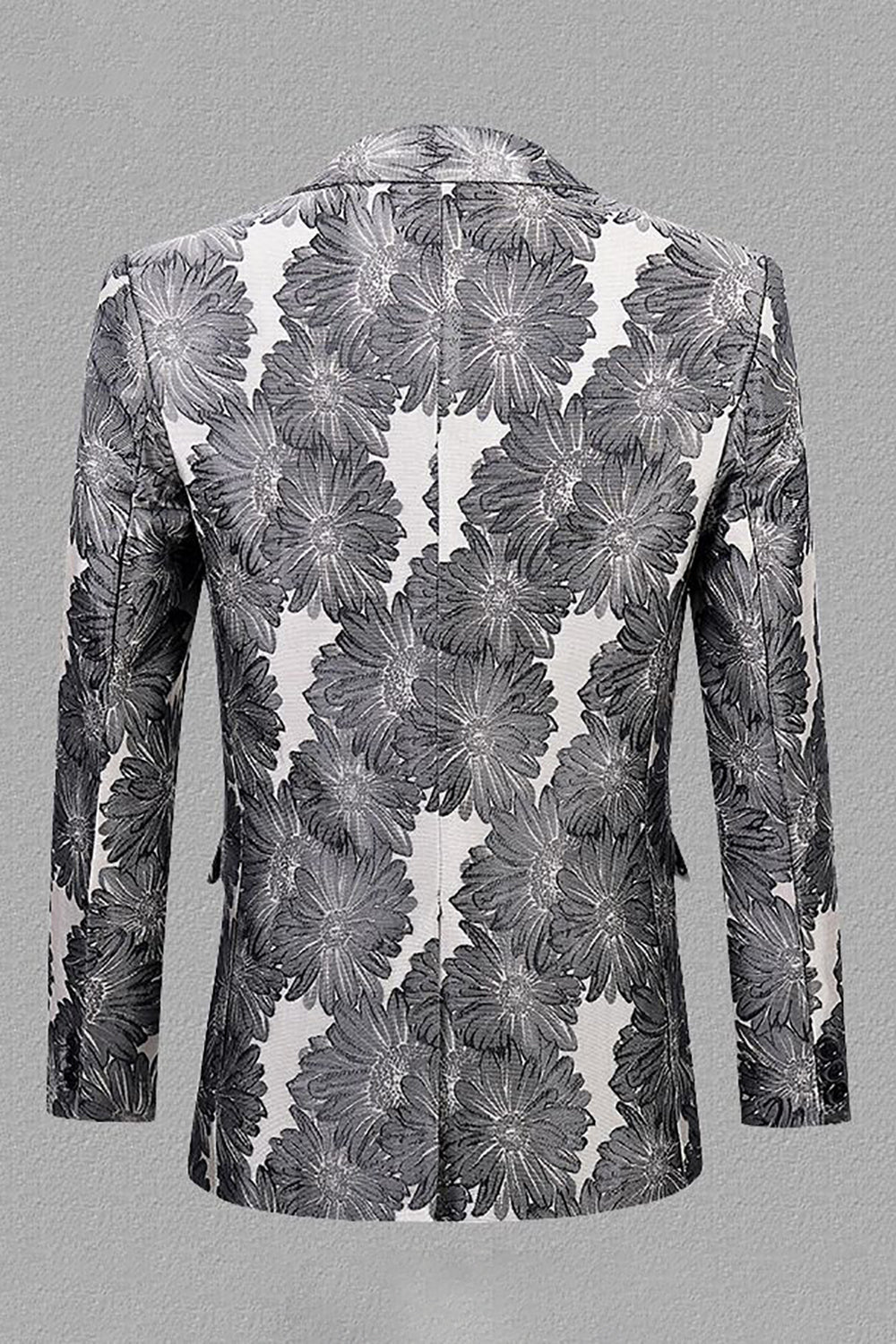 Grey Silver Jacquard Peak Lapel Men's Formal Blazer