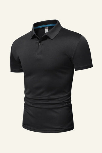 Black Short-Sleeves Men's Casual Polo Shirt