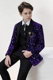 Sparkly Purple Sequins Boys' 3-Piece Formal Suit Set
