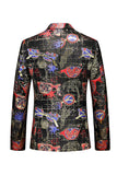 Men's Red Printed Peak Lapel 2-Piece Formal Suits