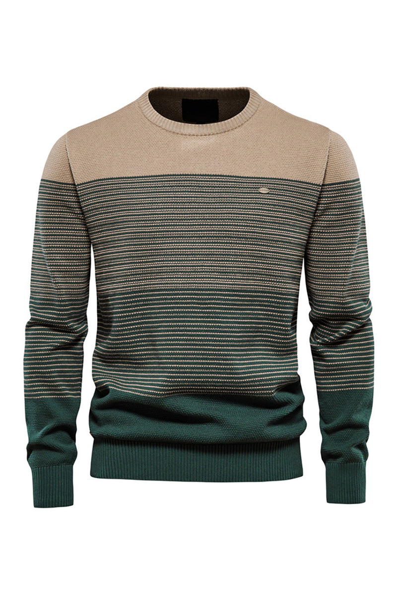 Load image into Gallery viewer, Men&#39;s Burgundy Stripes Pullover Crewneck Sweater