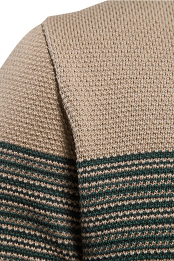 Men's Burgundy Stripes Pullover Crewneck Sweater