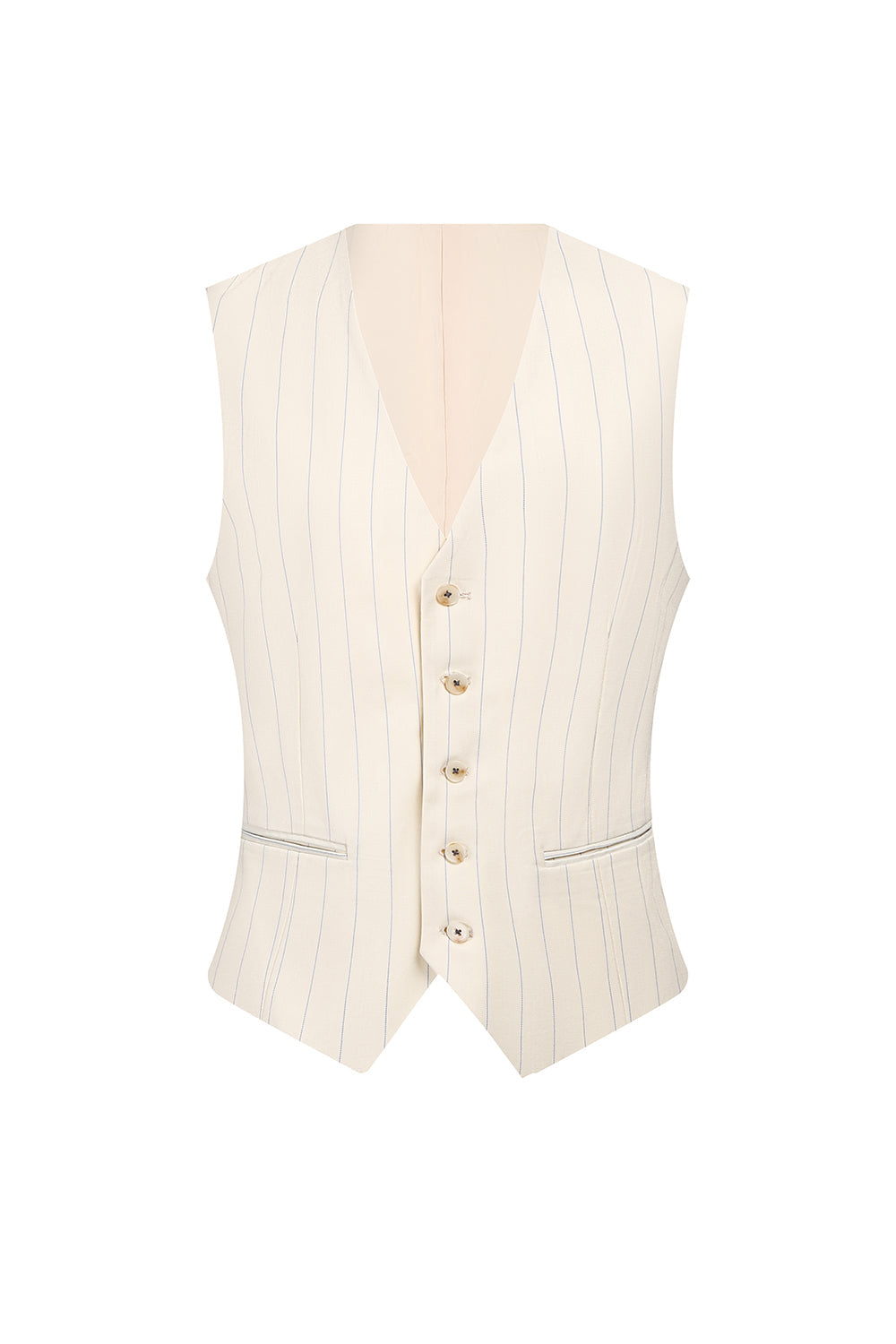 White 3 Piece Pinstriped Men Formal Suits