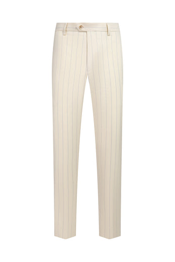 White 3 Piece Pinstriped Men Formal Suits