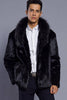 Load image into Gallery viewer, Black Lapel Neck Cropped Faux Fur Men Coat