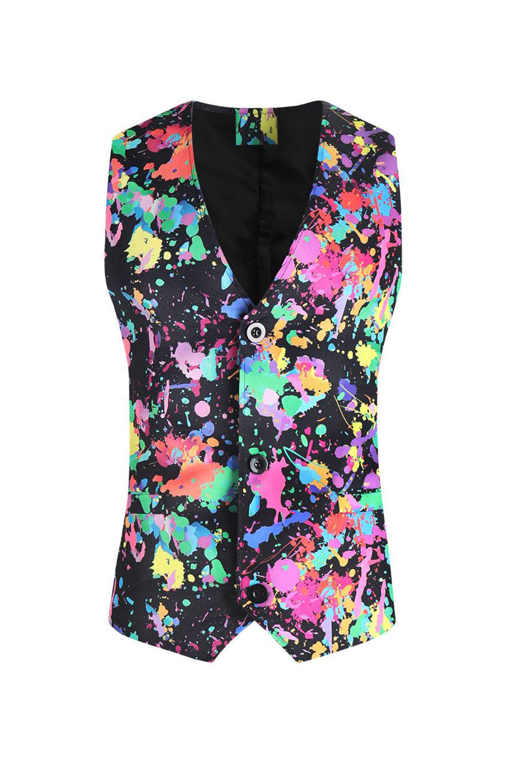 Men's Christams Printed Colorful 3-Piece One Button Party Suits