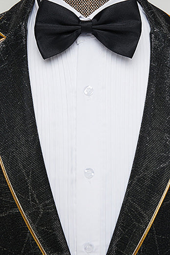 Silm Fit Notched Lapel One Button Black Men's Formal Suits