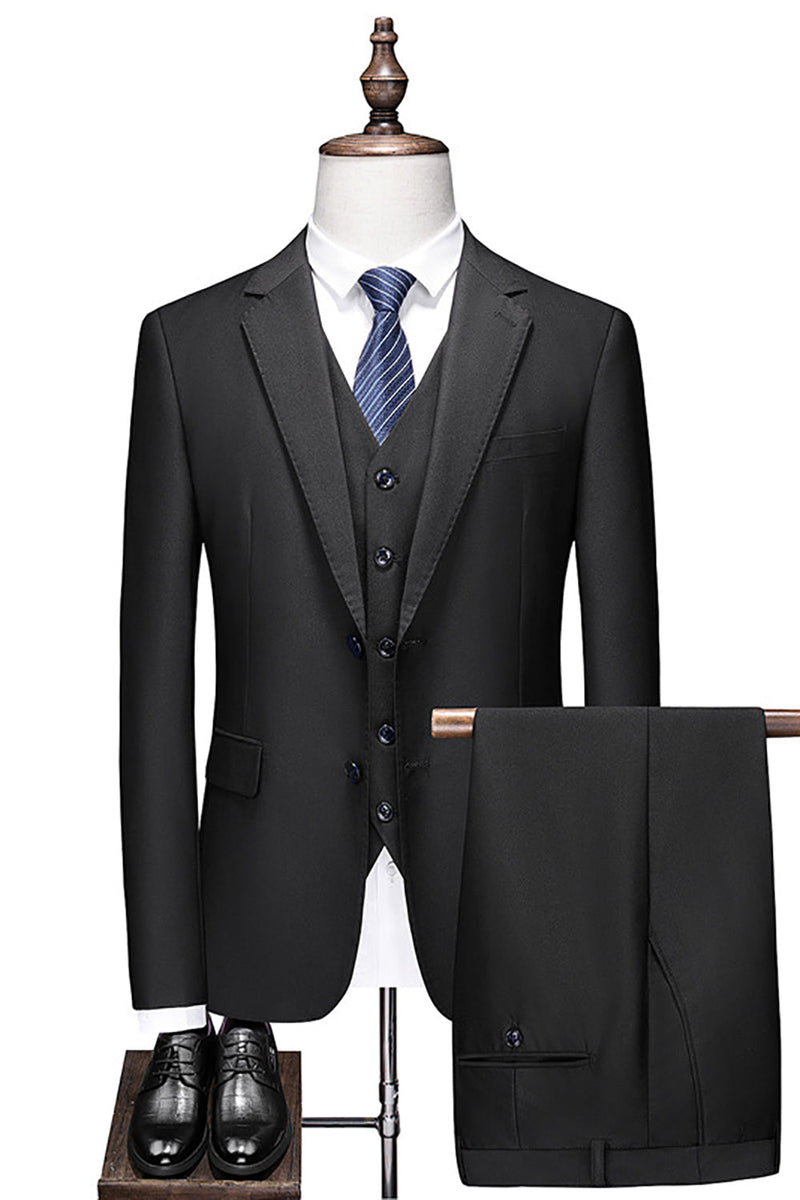 Load image into Gallery viewer, Notched Lapel Two Buttons Black Men&#39;s Formal Suits