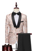 Load image into Gallery viewer, Light Khaki Jacquard Shawl Lapel 2 Piece Men&#39;s Formal Suits