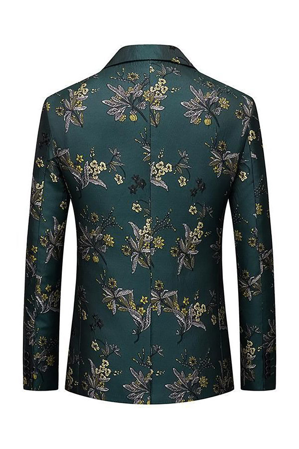 Dark Green Notched Lapel Embroidered Men's Formal Blazer