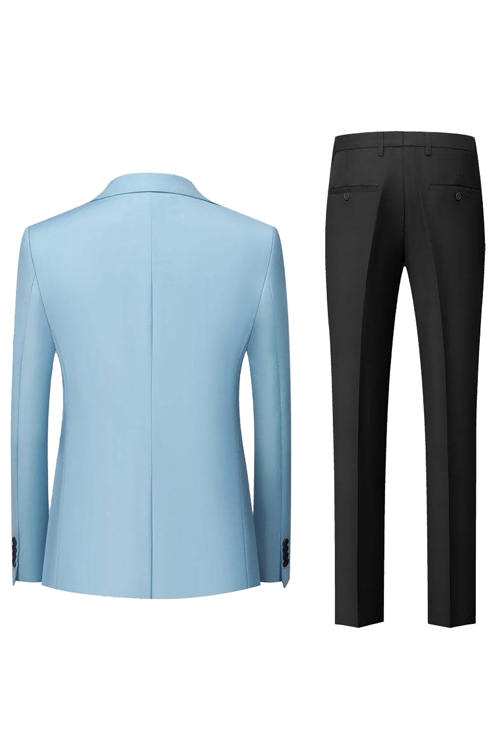 Black Grey 3 Piece Peak Lapel One Button Men's Suits