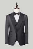 Black 3-Piece One Button Formal Suits
