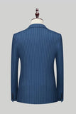 Navy Pinstriped Peak Lapel 2 Piece Men's Formal Suits