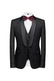 Black 3 Piece Jacquard Shawl Lapel Men's Formal Suits