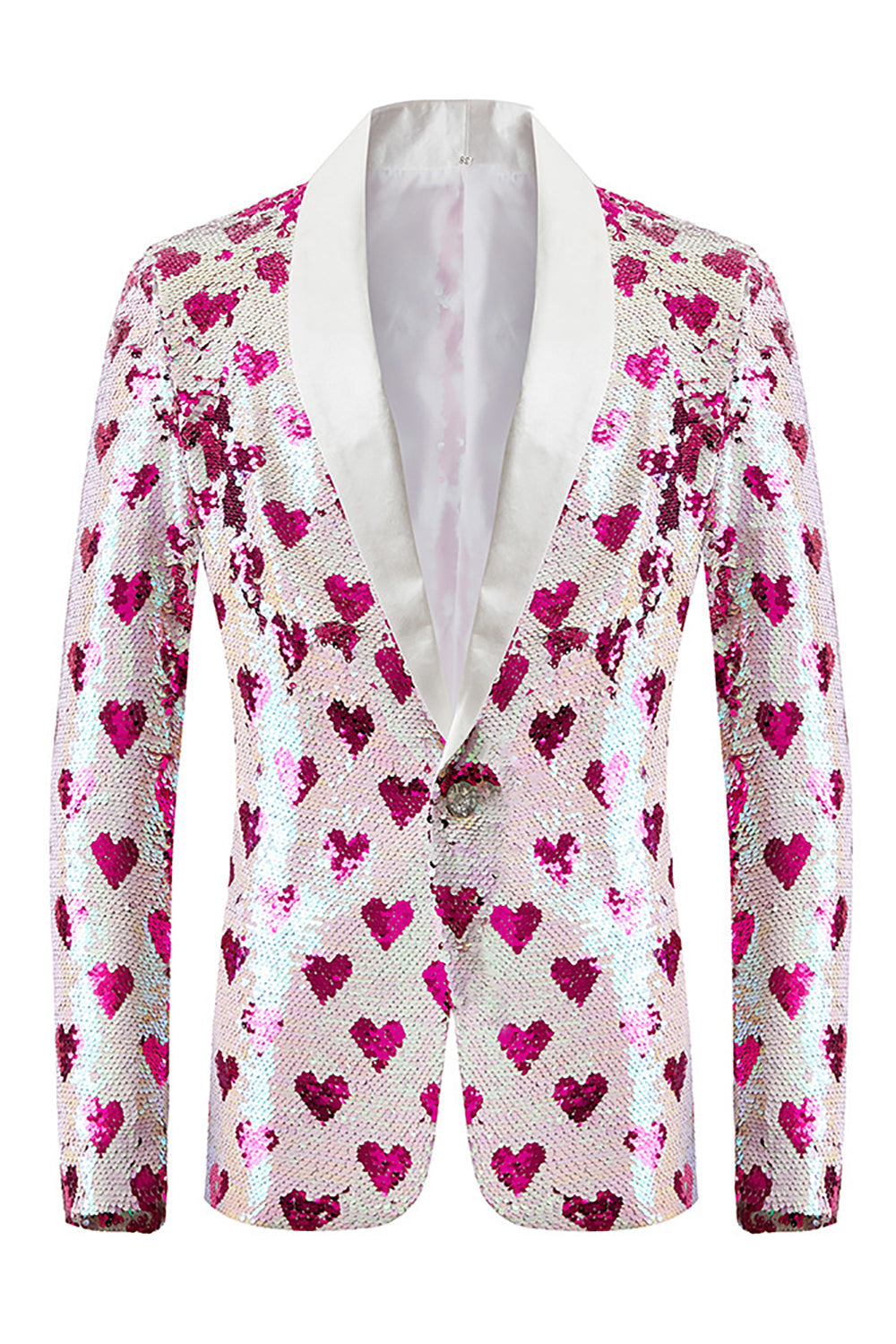 Pink Sequins Shawl Lapel Men's Blazer