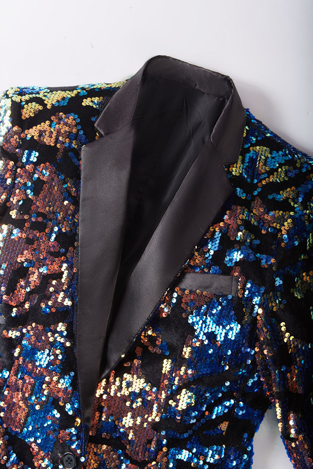 Sparkly Dark Blue Sequins Men's Blazer