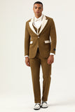 Brown Peak Lapel Single Button Men's Formal Suits